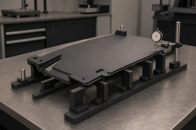 Representative composite contour-check fixture inspecting a finished nonmetallic panel